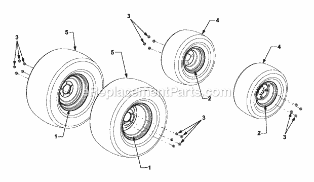 Wheels Diagram and Parts List for 5254E 54AE542-710, 54BE542-710, 54CE542-710 Cub Cadet Lawn Tractor